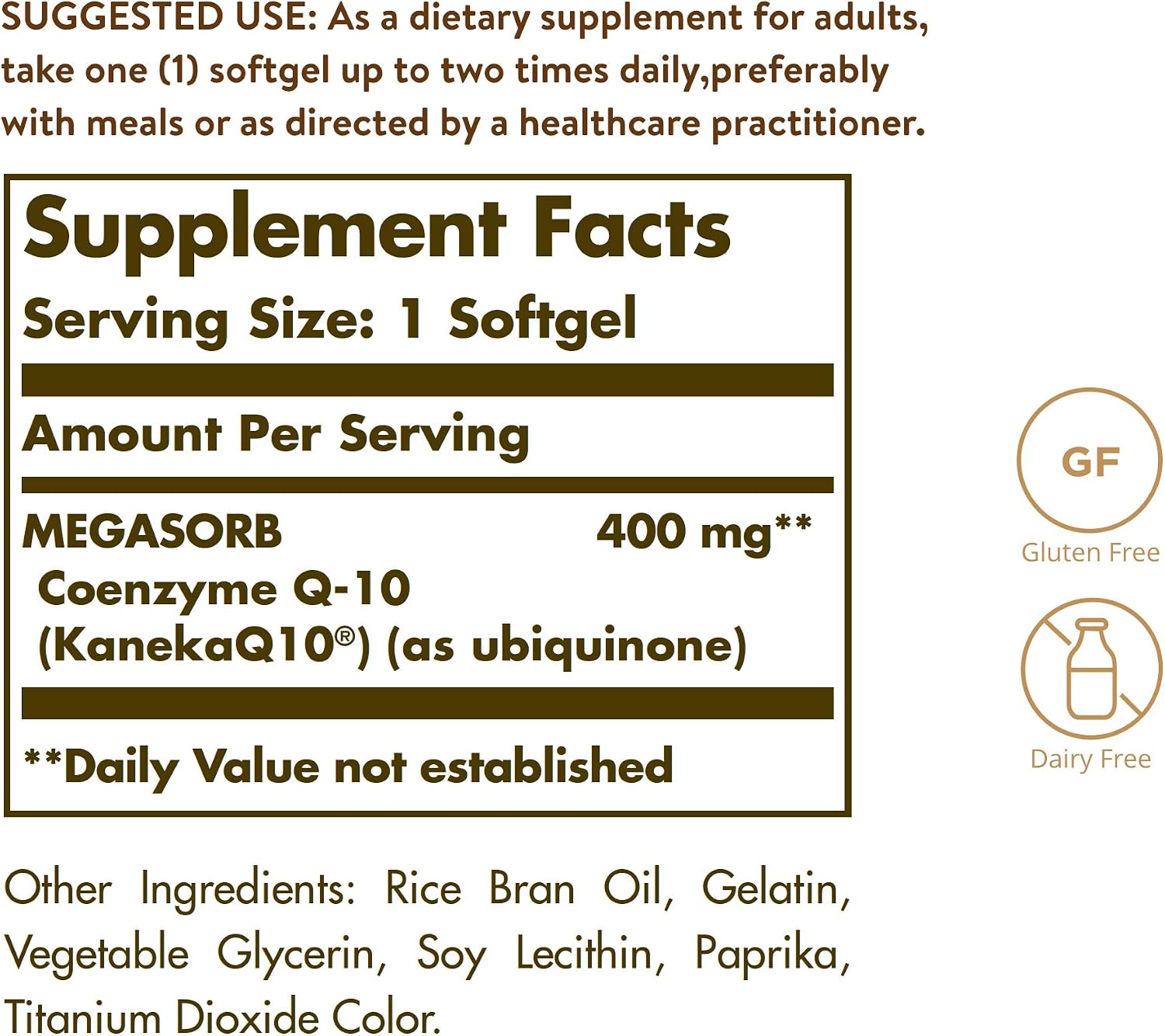 Solgar Megasorb CoQ-10 400 mg, 60 Softgels - Supports Brain Function | Coenzyme Q10 Supplement, Enhanced Absorption, Non-GMO, Gluten Free, Dairy Free - 60 Servings