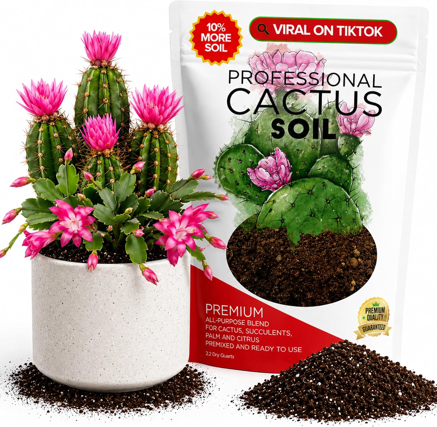 Professional Bonsai Soil Mix Ready to Use | Large 2.2 Quarts, Premium Potting Soil for Bonsai Trees