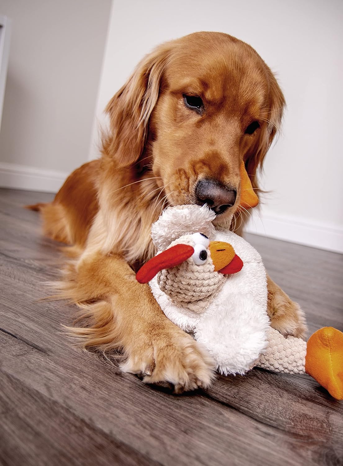 goDog Checkers Just for Me Skinny Cow Squeaky Plush Dog Toy, Chew Guard Technology - White, Mini