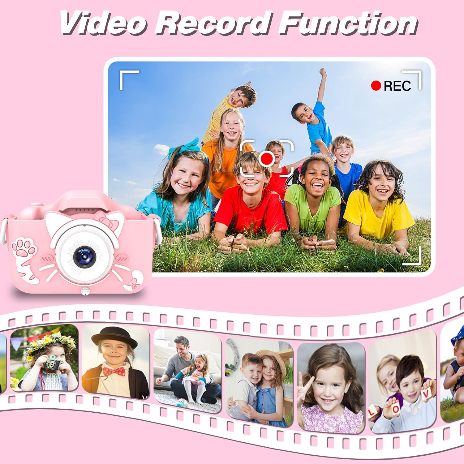 Goopow Kids Camera Toys for 3-8 Year Old Girls Boys,Children Digital Video Camcorder Camera with Cartoon Soft Cover, Best Chritmas Birthday Festival Gift for Kids