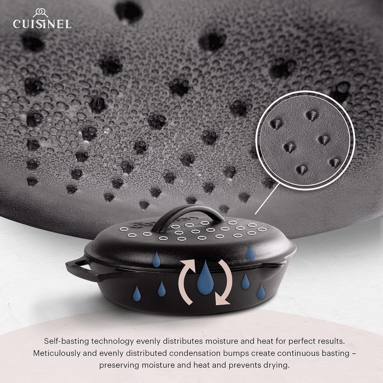Cuisinel Cast Iron Skillet with Lid - 10"-Inch Pre-Seasoned Frying Pan + Glass Cover + Heat-Resistant Handle Holder - Indoor/Outdoor Use - Grill, Stove, Camp Firepit, Induction - Oven Safe Cookware