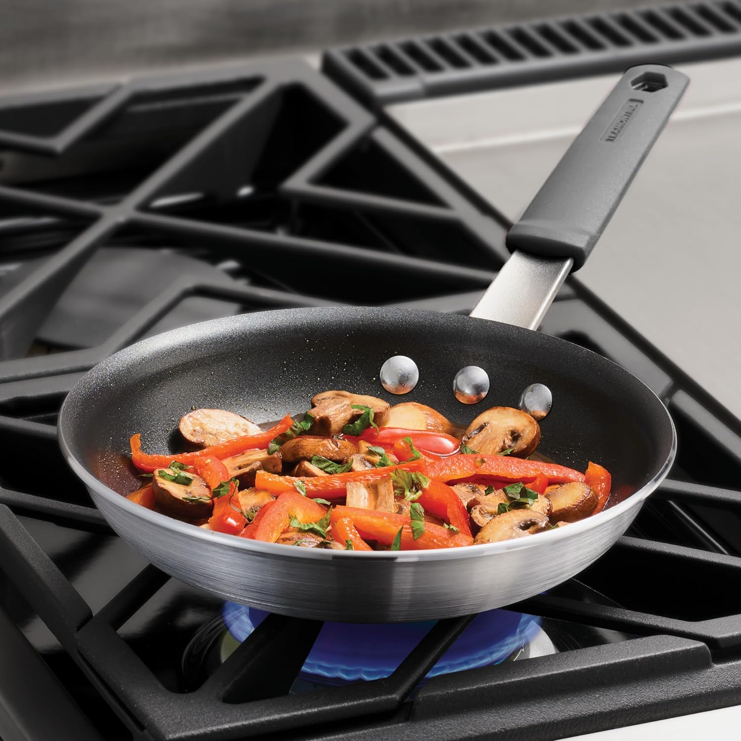 Tramontina Professional 8-Inch Non Stick Small Frying Pan | Heavy-Gauge Aluminum Skillet with Reinforced Nonstick Coating, Red Handle, Dishwasher and Oven Safe, Made in Brazil