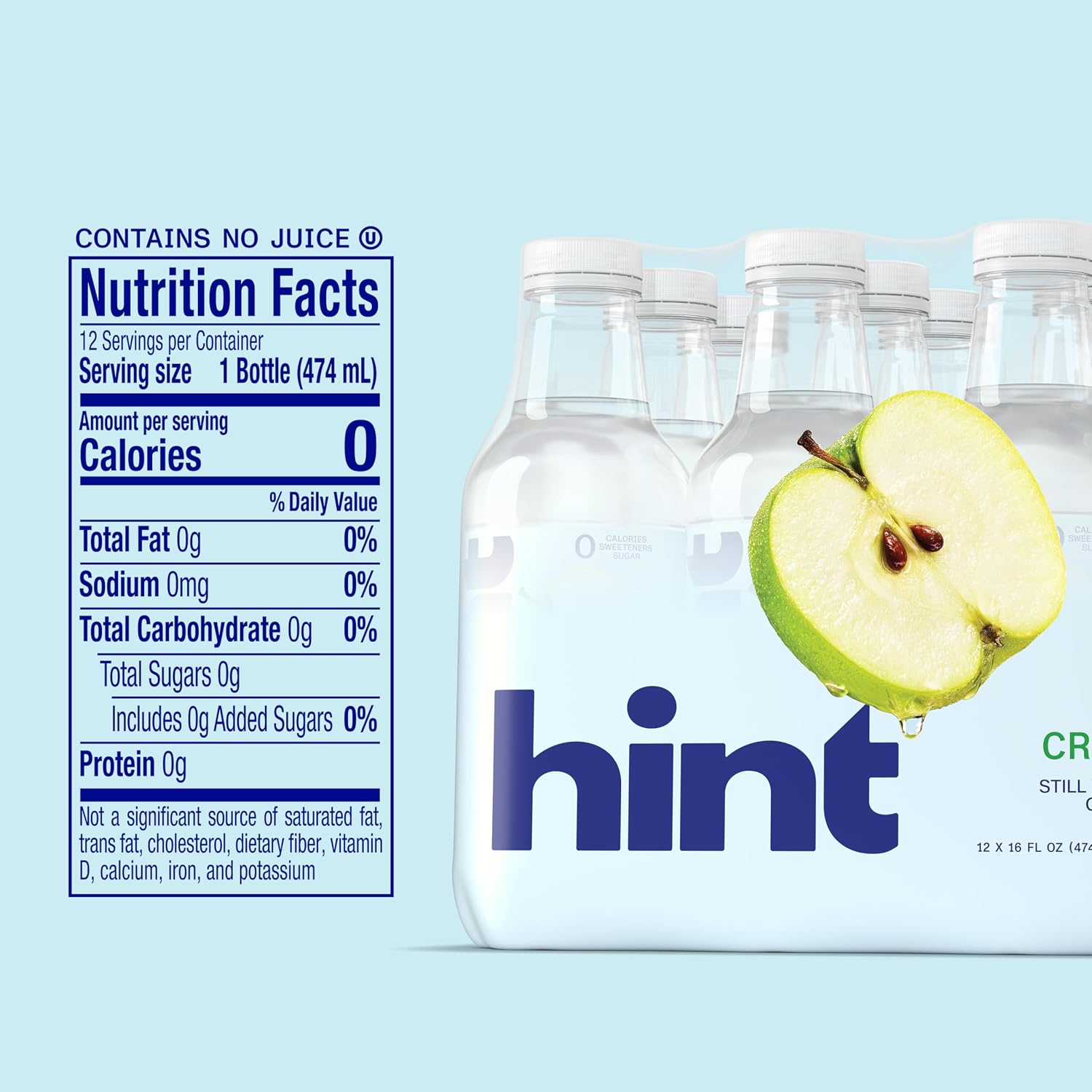 Hint Flavored Water Zero Sugar 0 Calories - Pineapple 16 FL Oz (12 pack) | Crisp, refreshing water, fruit flavors. 0 calories, 0 sugar, 0 sweeteners. Hydration for wellness. Gluten-free, Kosher, Vegan