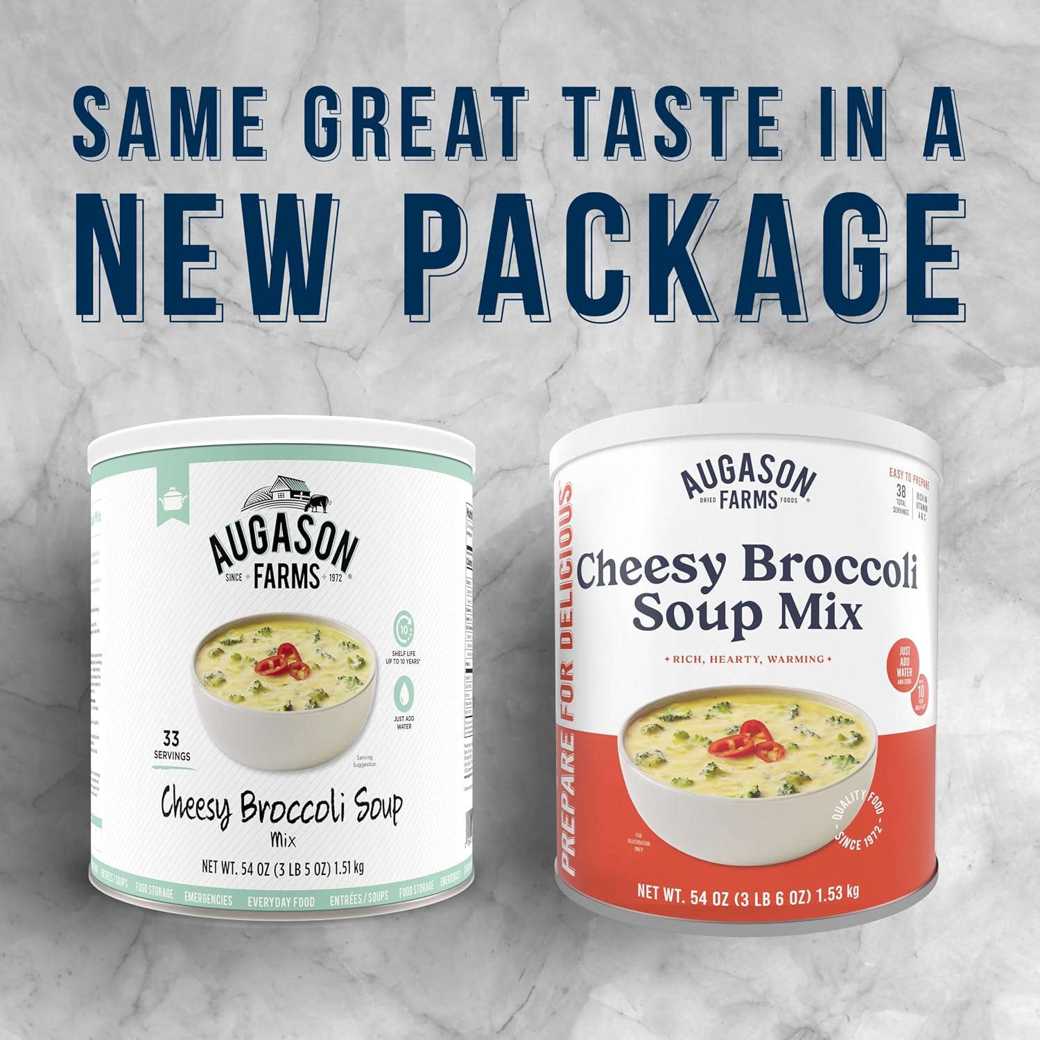 Cheesy Broccoli Soup Mix Emergency Food Supply, 38 Servings, 10 Year Shelf Life, Good Source of Vitamin A & C - Dehydrated Meals, Resealable Can, Survival Food Camping Essentials, Just Add Water | Emergency Food Supply, Everyday Meals, 38 Servings