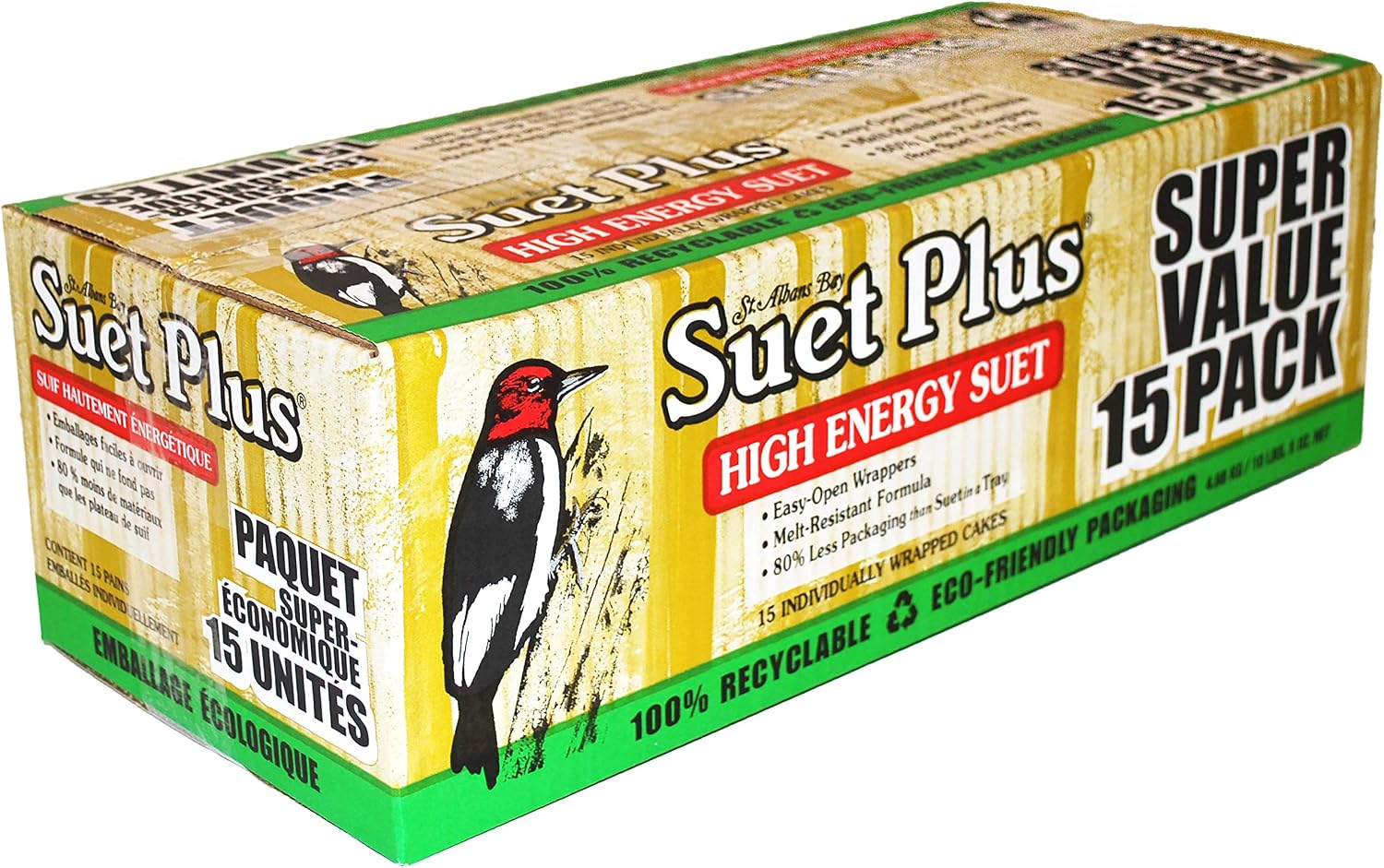 ST. ALBANS BAY SUET PLUS Suet Cake Variety Packs, 11 oz. Wild Bird Suet Cakes (High Energy, 10 Pack)