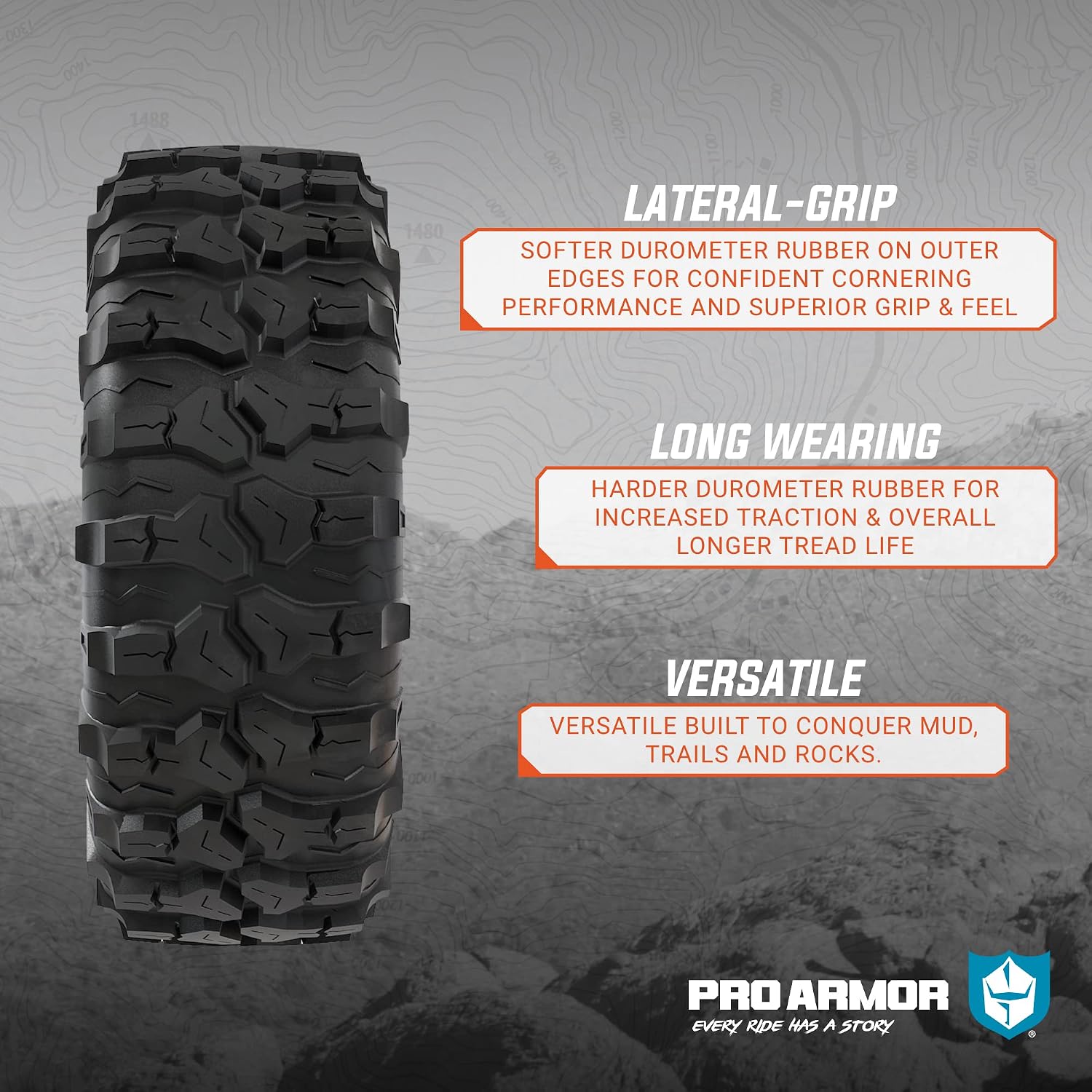 Pro Armor T290914DT Dual Threat Tire Front 29x9x14 10-Ply Mud Trail Off Road All Terrain, Black
