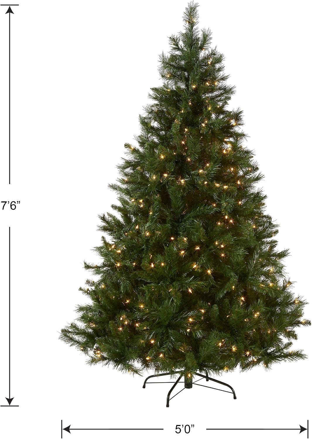National Tree Company 7.5ft Pre-Lit Winchester Pine Christmas Tree | 500 Clear Lights, 1,198 Tips, Includes Stand, Artificial, Green