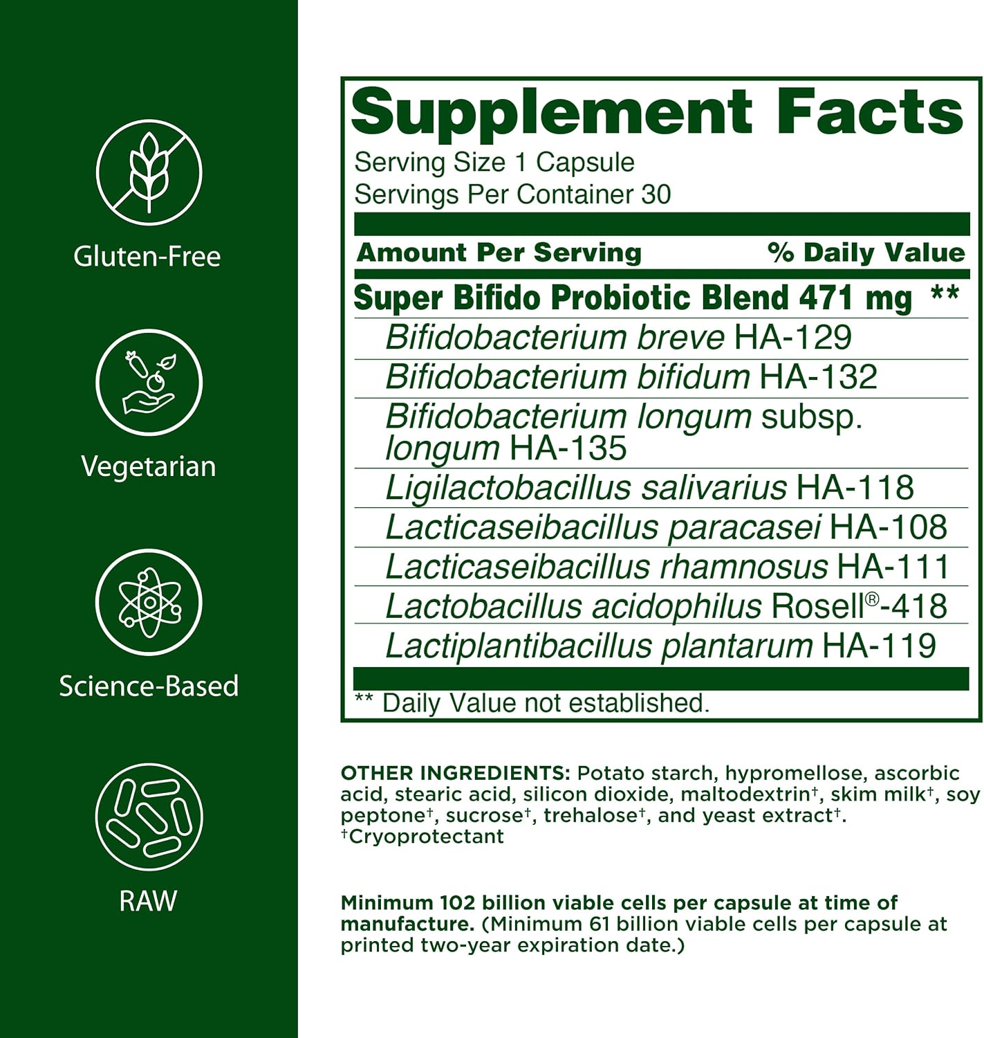 Flora - Super Bifido Plus Probiotic - Daily Probiotic - Supports Gut & Digestive Health - 102 Billion CFU - Bifidobacterium & Lactobacillus Strains