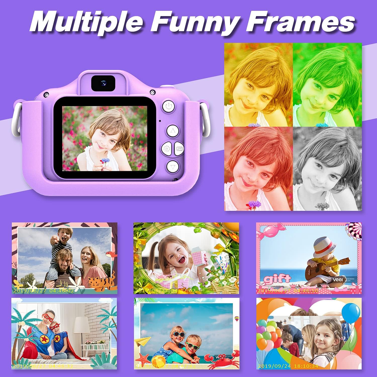 Goopow Kids Camera Toys for 3-8 Year Old Girls Boys,Children Digital Video Camcorder Camera with Cartoon Soft Cover, Best Chritmas Birthday Festival Gift for Kids