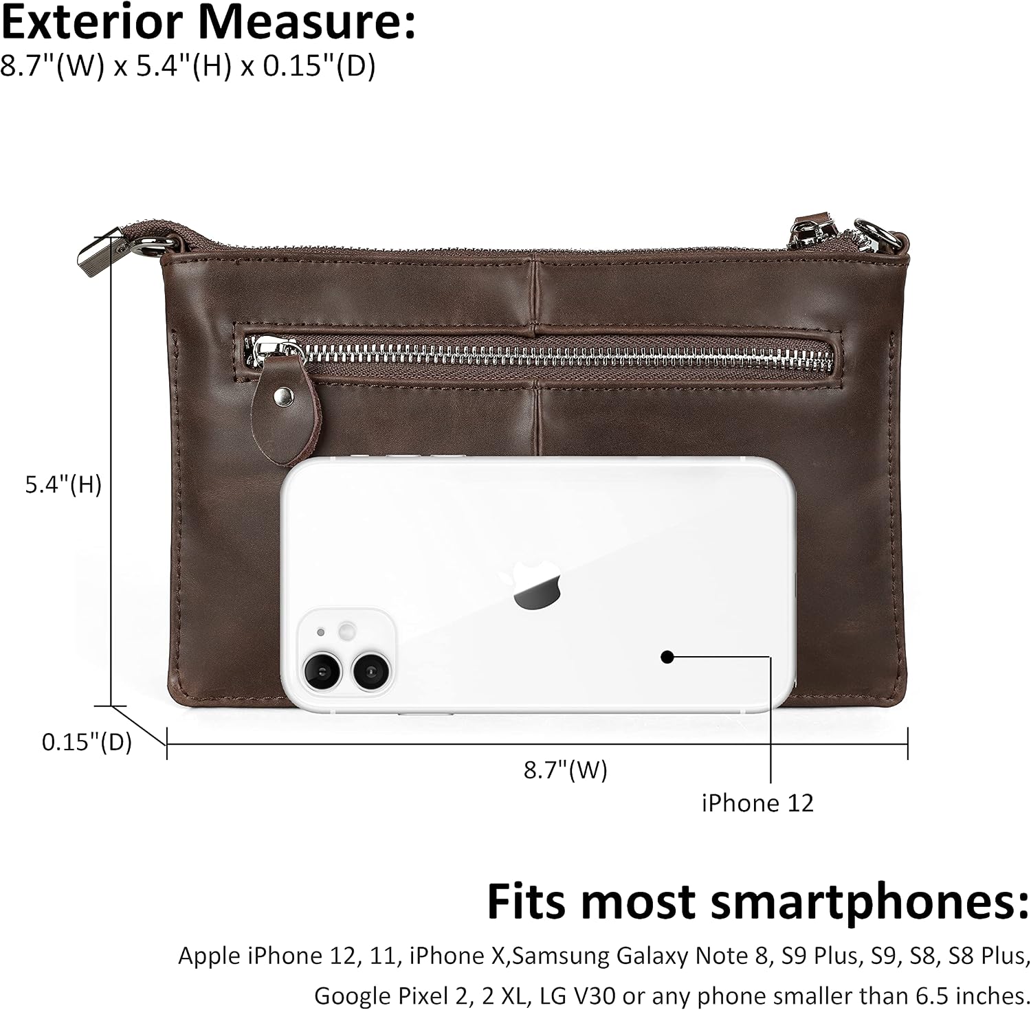 befen Genuine Leather Small Crossbody Bags for Women Wristlet Wallet Purses | Real Leather, RFID Blocking Card Slots, Wristlet Strap, Clutch Purse, Fit iPhone 17 Pro Max, Leather Handbags
