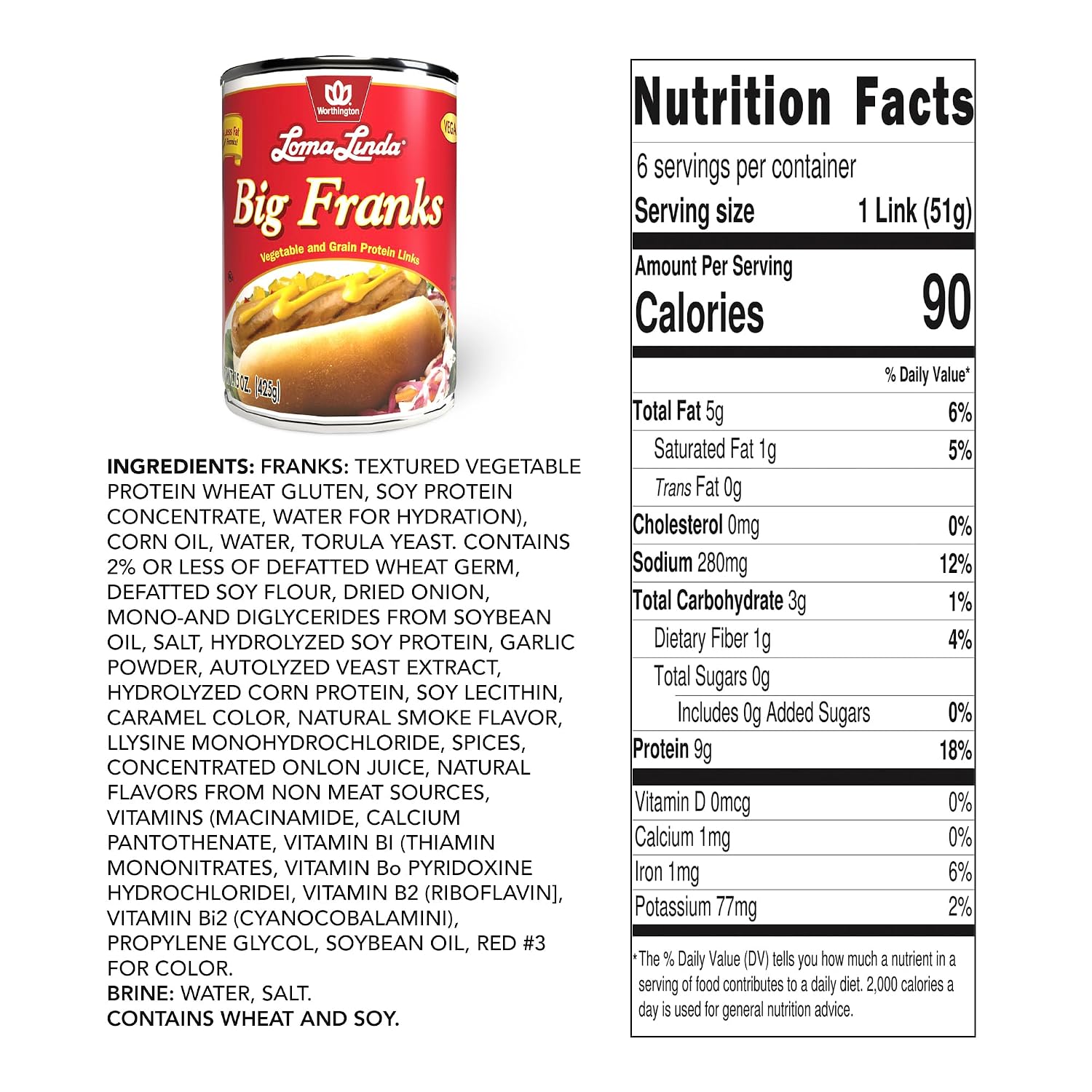 Loma Linda - Plant-Based - Big Franks (15 oz.) (Pack of 6)