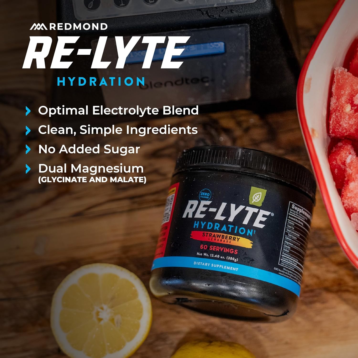 REDMOND Re-Lyte Sugar Free Electrolyte Powder Drink Mix (Mixed Berry)