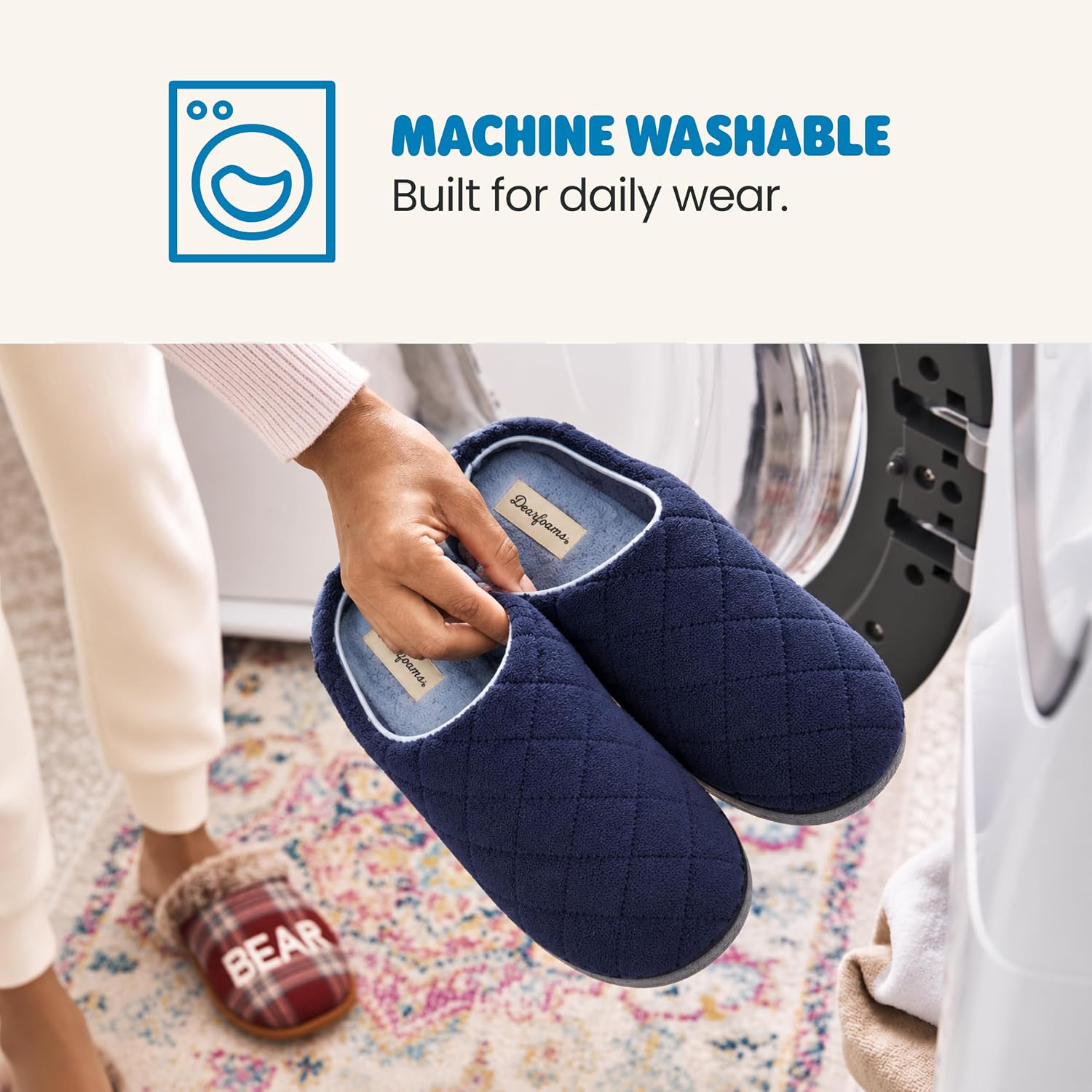 Leslie Terry Clog House Shoes with Memory Foam, Indoor Slippers with Wide Widths