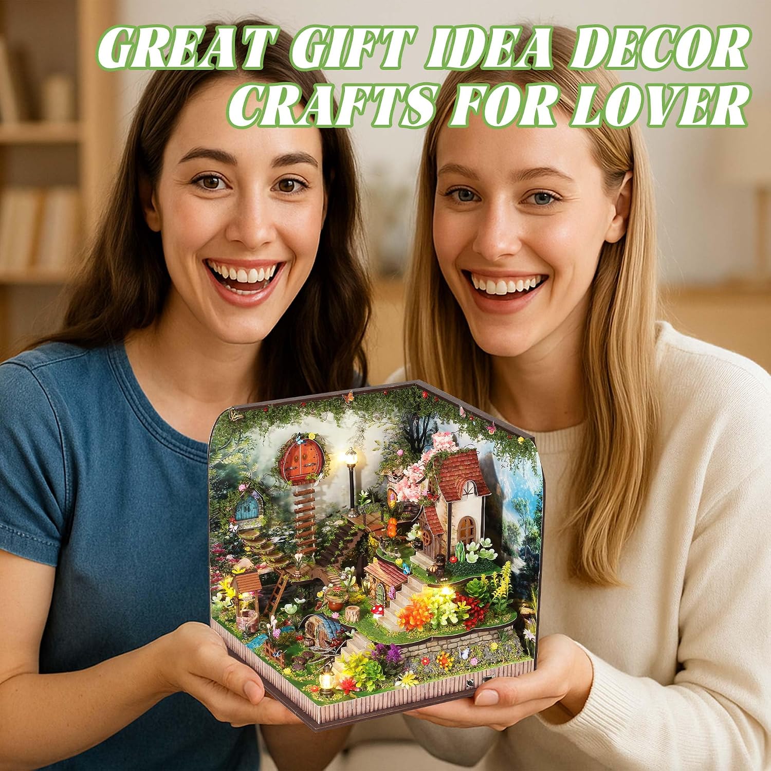 Kisoy Romantic and Cute Dollhouse Miniature DIY House Kit Creative Room Perfect DIY Gift for Friends,Lovers and Families (Sunny Holiday Time)
