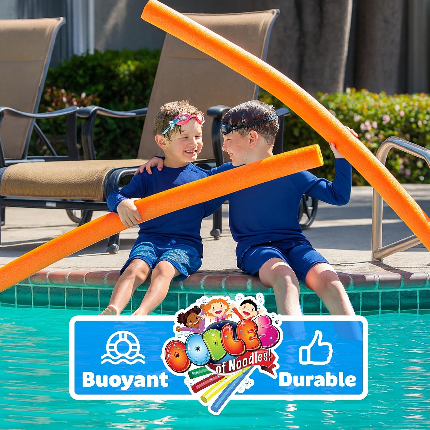Oodles of Noodles Foam Pool Swim Noodles 2 Pack, Hollow Core Swimming Foam Tube for Pool Floats, Buoyant for Beach, Water Play, Crafts, DIY Projects & Pipe Insulation