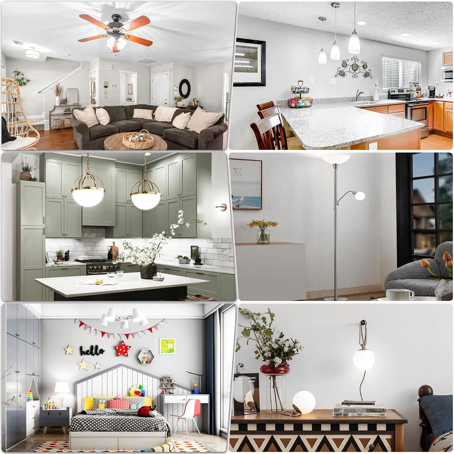 E12 LED Bulb 60W Equivalent Candelabra Light Bulbs 2700K Warm White | Small Base Light Bulb, 6W A15 LED Ceiling Fan Light Bulbs, CRI85+, 120V 600LM Round Bulb for Chandelier, Non-Dimmable 6 Pack