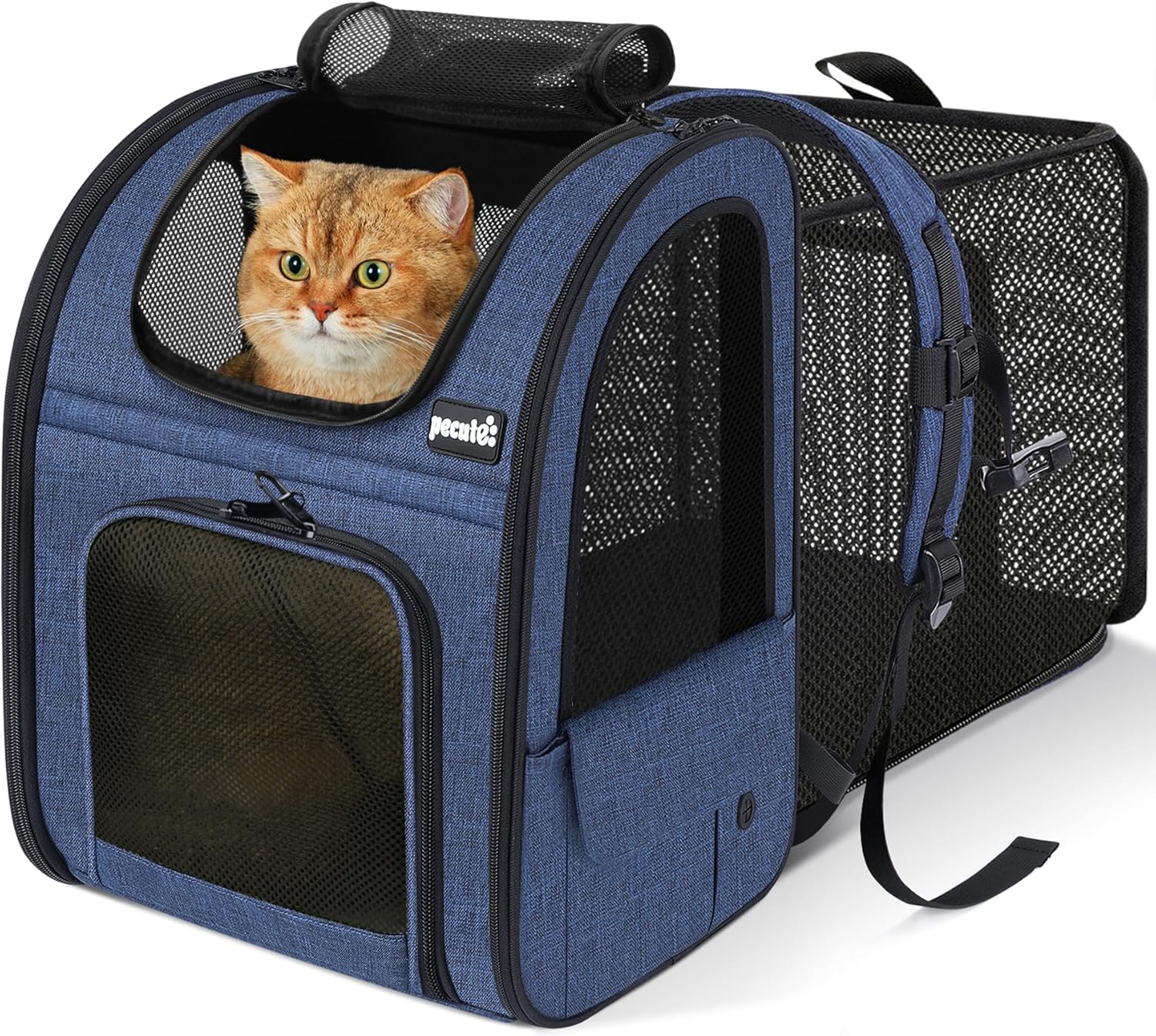pecute Cat Backpack Expandable, Cat Carrier Backpack with Breathable Window