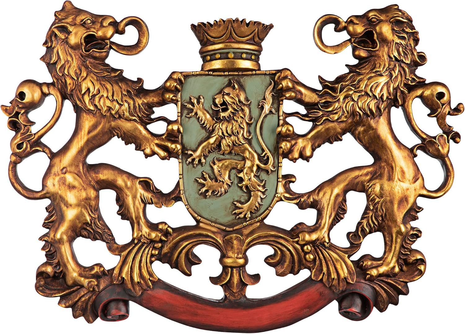 Design Toscano Heraldic Royal Lions Coat of Arms Wall Sculpture, 30 Inch, Full Color
