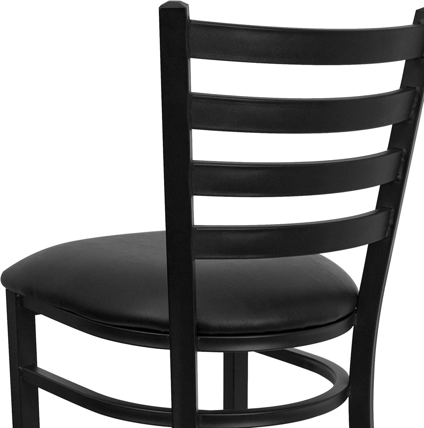 Flash Furniture Hercules Series Ladder Back Metal Restaurant Barstool, Modern Upholstered Armless Bar Height Chair for Restaurants and Kitchens, Black | Vinyl Upholstery, Durable Construction, Commercial Use