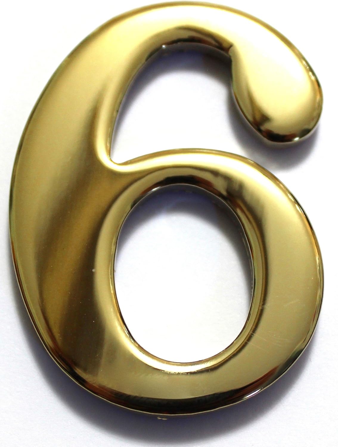 2" Solid Brass Mailbox Number #6 / Better Box Mailboxes Two Inch Tall Numbers with 3M Peel and Stick Auto Grade Adhesive - Clear Coat Sealed