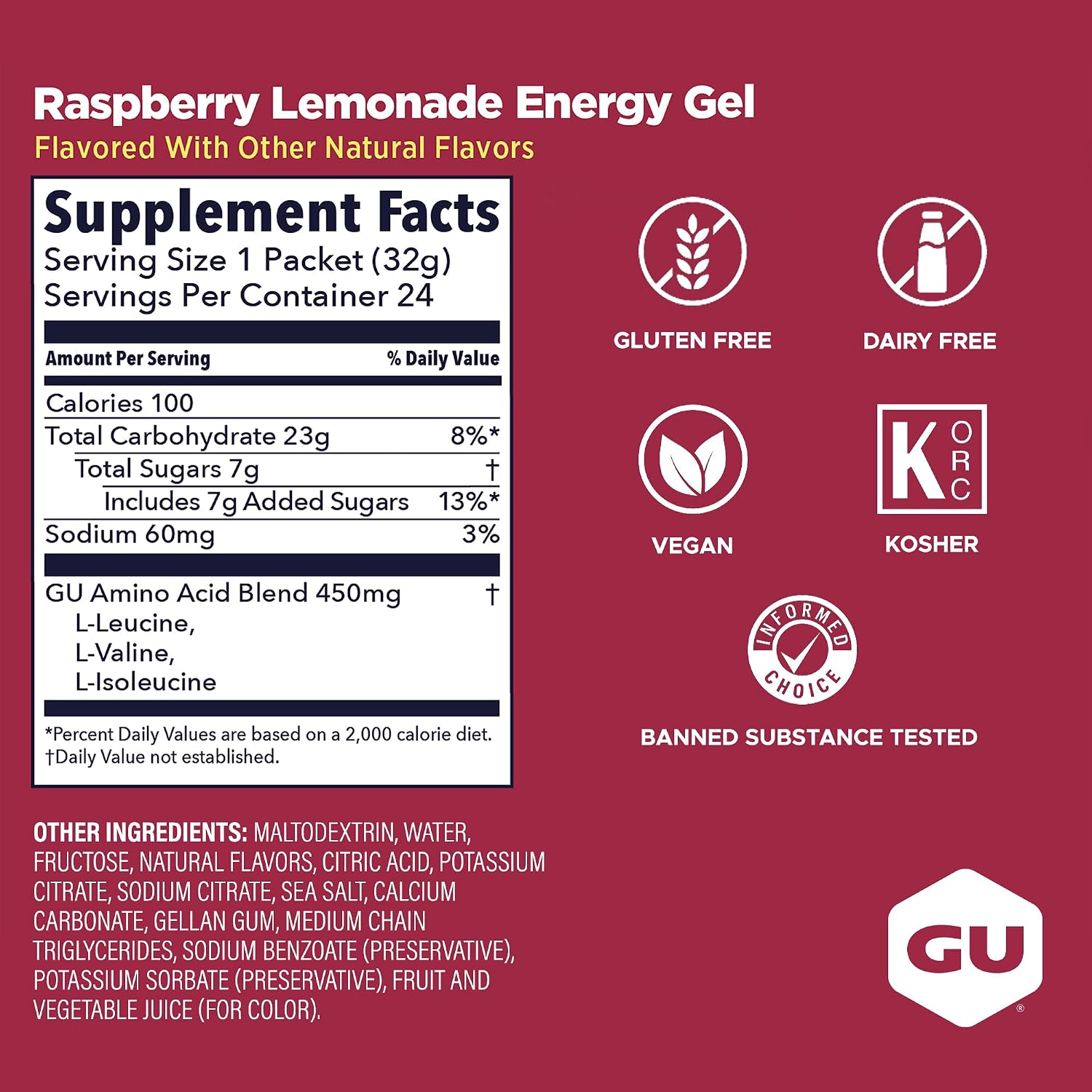 GU Energy Original Sports Nutrition Energy Gel, Vegan and Dairy-Free On-the-Go Energy for Any Workout, Vanilla Bean, 8-Count