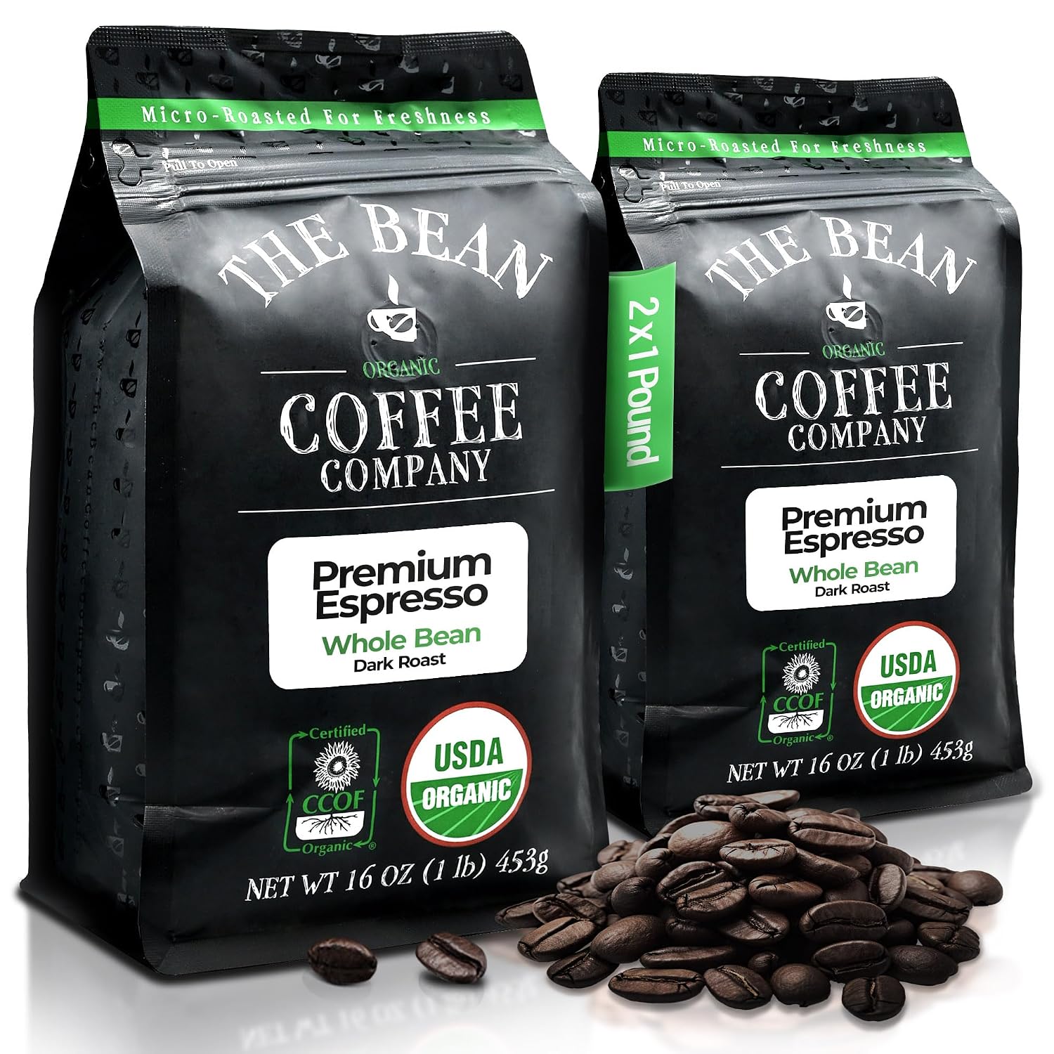 The Bean Organic Coffee Company Le Bean, Dark French Roast, Whole Coffee, 16-Ounce Bag