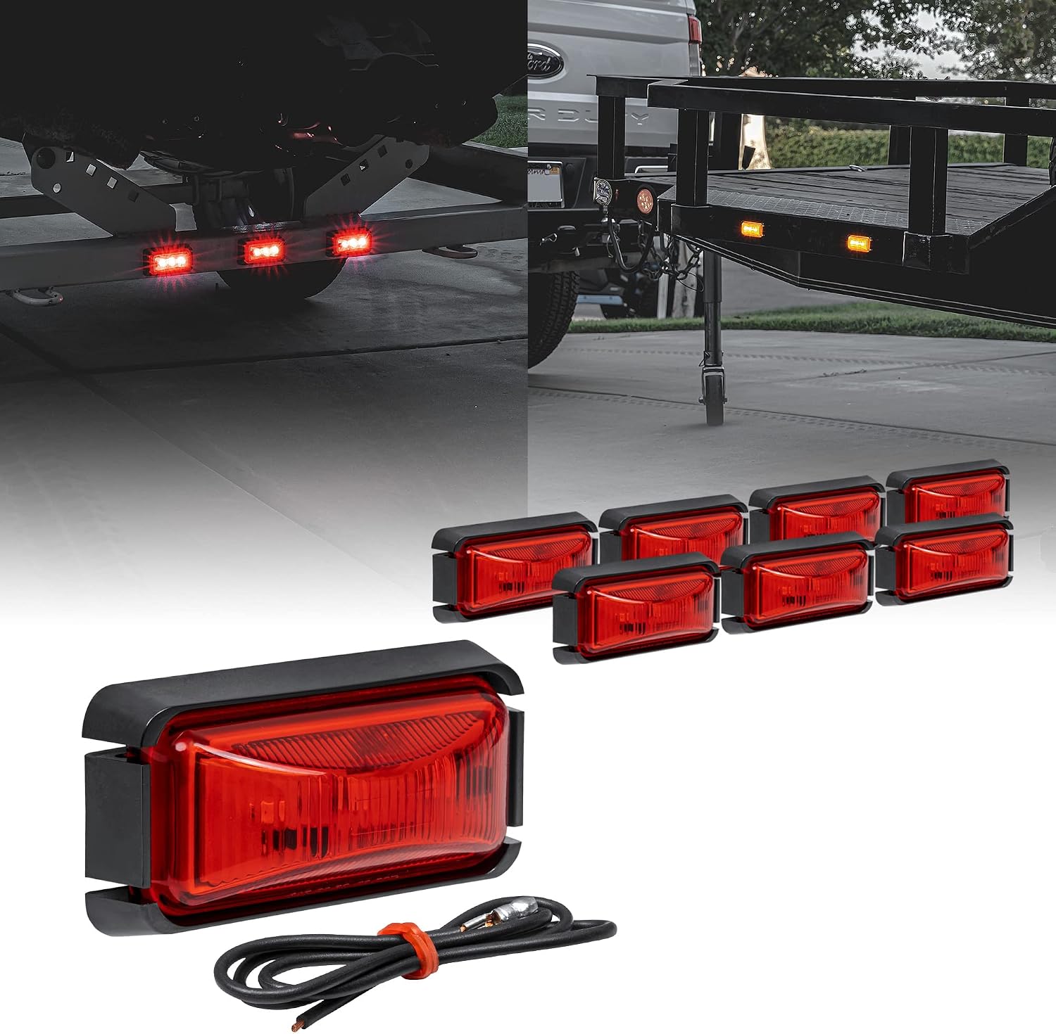 TRUE MODS 2pc 2.5" Amber Rectangle LED Trailer Marker Lights for Truck RV