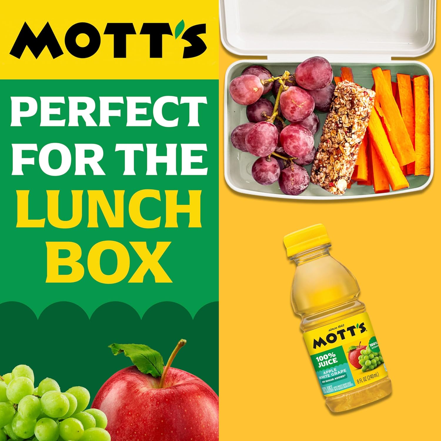 Mott's 100% Original Apple Juice, 64 Fl Oz Bottle (Pack Of 8), 2 Servings Of Fruit Per Cup, 100% Fruit Juice, Gluten-free, Caffeine-free, Kosher, And Contains No Artificial Colors Or Sweeteners