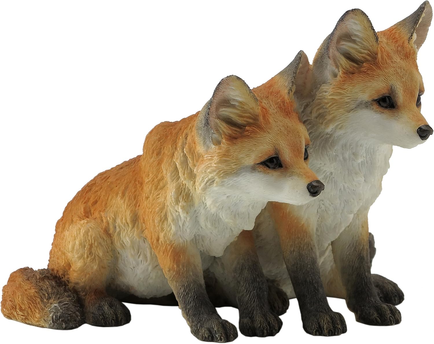 5.5 Inch Two Fox Pups Decorative Statue Figurine, Orange and White