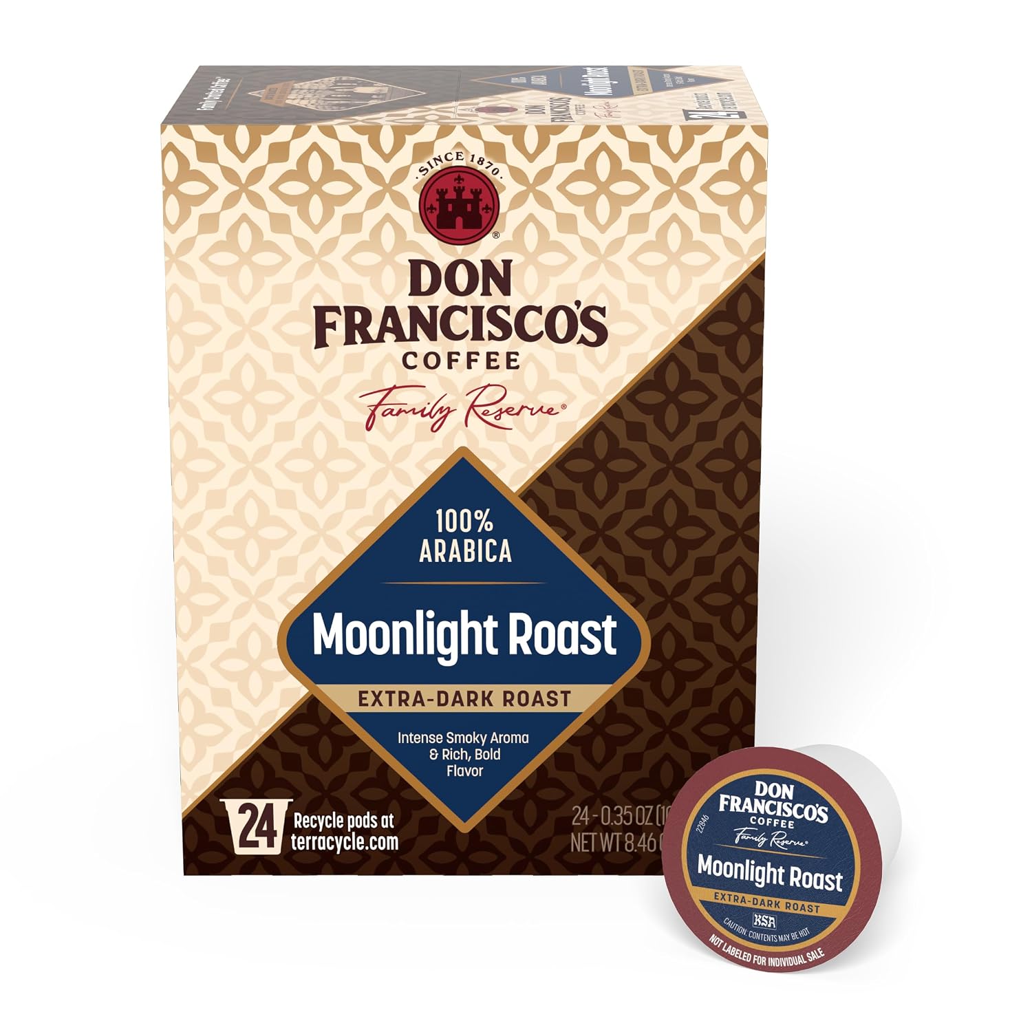 Don Francisco's Kona Blend Single Serve Coffee Pods, Medium Roast, 24ct | Compatible with Keurig Coffee Pod Brewers, 100% Arabica Coffee, Convenient Single Serve Brewing, Fresh Brew in Every Cup