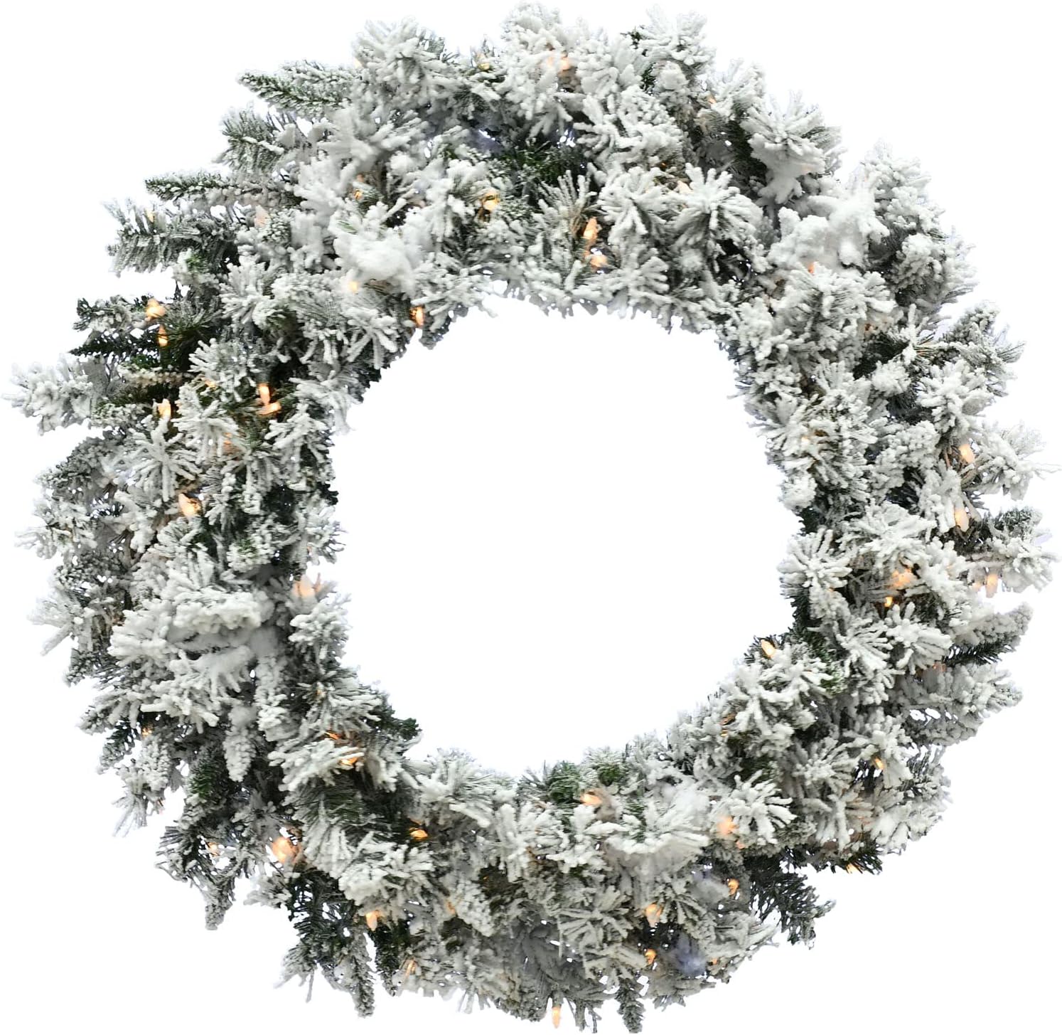 Fraser Hill Farm 7.5-Ft. Mountain Pine Flocked Artificial Christmas Tree with Stand, Unlit Foldable Fake Tree with Realistic Snowy Foliage for Home Decoration