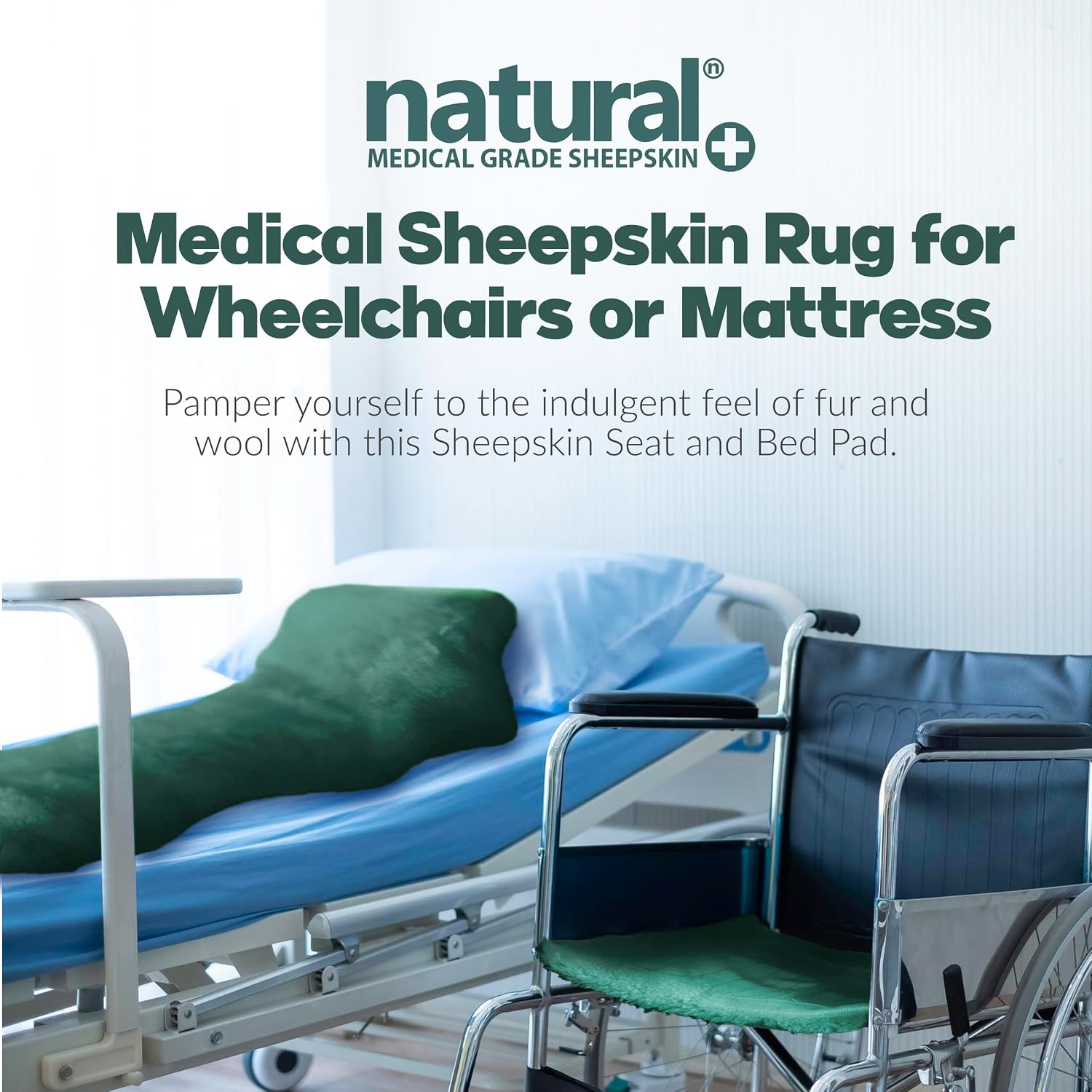 Natural Medical Sheepskin Pad, Non-Slip Back, Natural, 17 x 17 in, 1 Pack