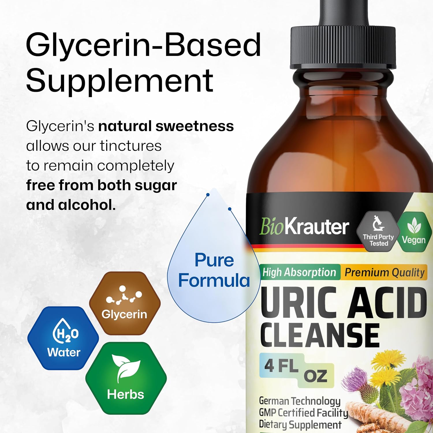 BIO KRAUTER® 7-in-1 Uric Acid Support Supplement with Tart Cherry, Dandelion Root, Cranberry