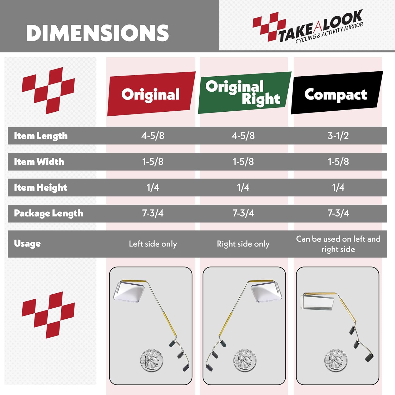 Cycling Compact Mirror for Helmet & Eyeglasses | Smaller profile. Same natural rear view. Your mirror follows your head movement, not your handlebars.