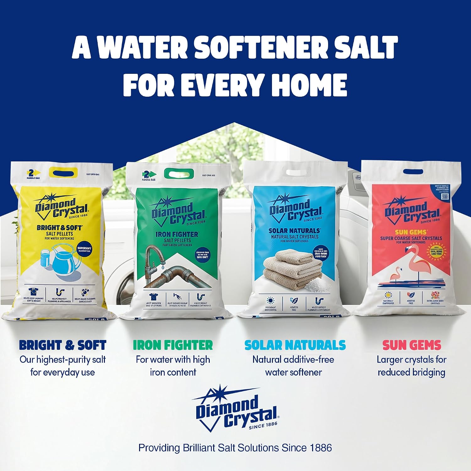Diamond Crystal 50 lb. Water Softener Salt, Bright & Soft Series, Pellets, 99.8% Purity (Оne Расk)
