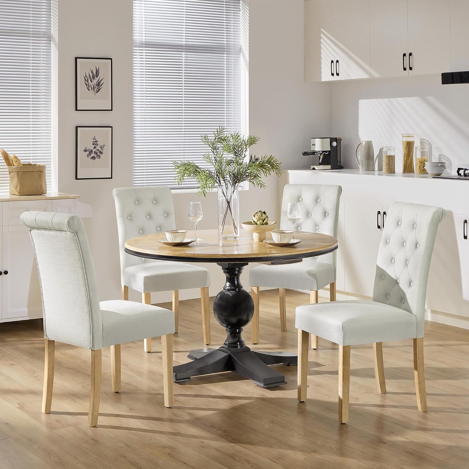 Yaheetech Dining Chairs Set of 2 Modern Upholstered Parson Chairs Dark Gray