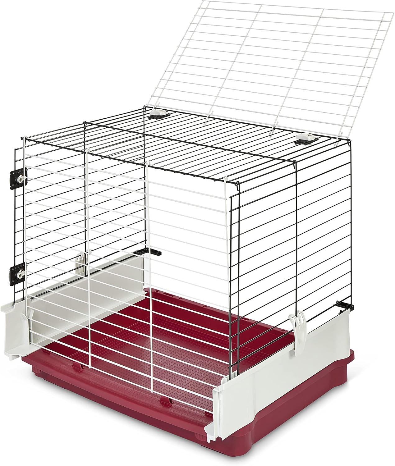 MidWest Homes for Pets 158 Wabbitat Deluxe Rabbit Home, Rabbit Cage, 39.5 L x 23.75 W x 19.75 H Inch, Maroon/White