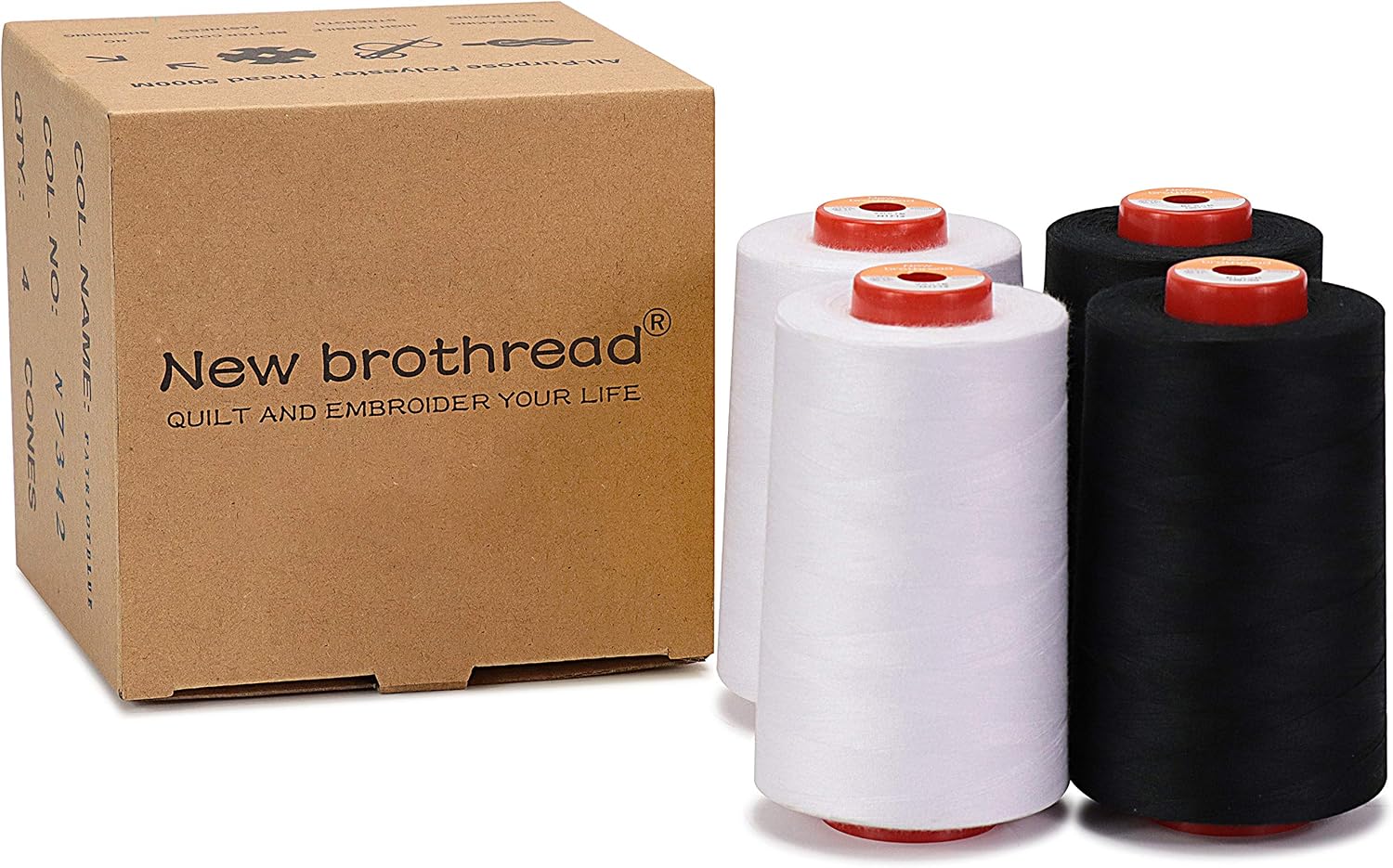 New brothread 4 Large Cones All Purpose Polyester Thread -Cream