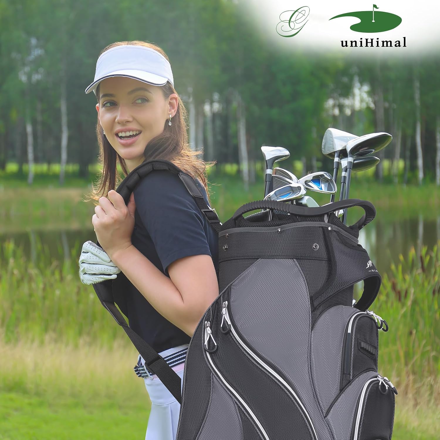 Golf Cart Bag, 14-Way Divider Top, Large Storage | Umbrella Holder,Handles