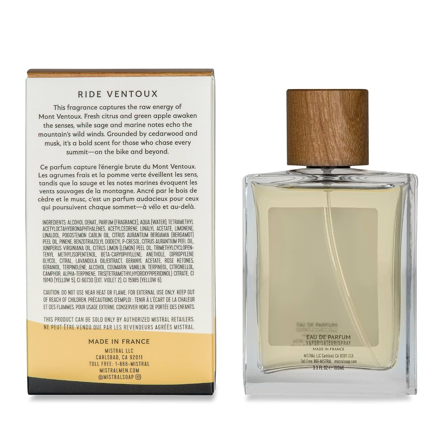 Mistral Bourbon Vanilla Eau de Parfum for Men, Men's Cologne, 3.4 Oz | Warm & Sweet Masculine Scent with Vanilla, Patchouli & Sandalwood, Cruelty-Free, Long-Lasting Perfume, Made in France