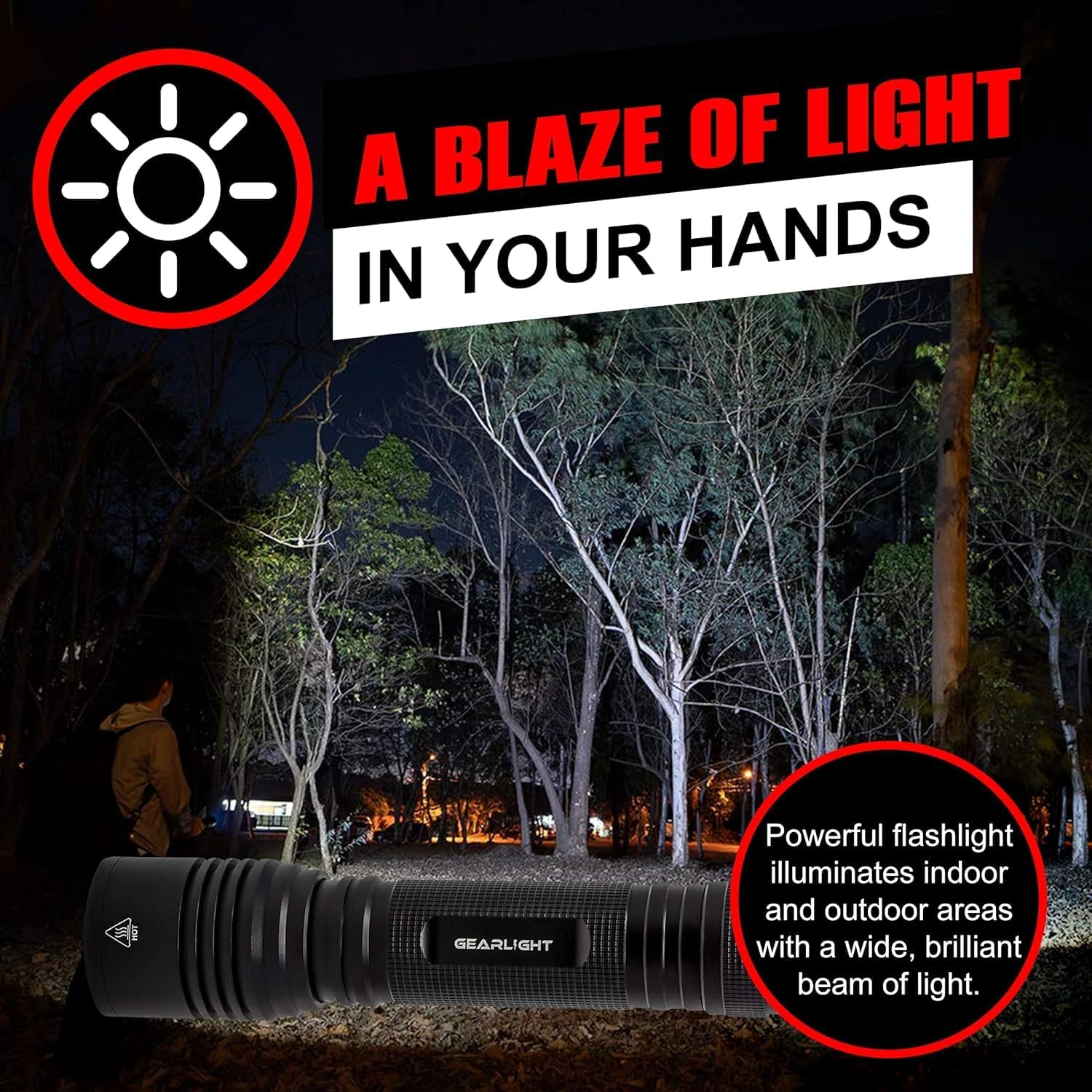 GearLight High-Powered LED Flashlight S1200 - Mid Size, Zoomable, Water Resistant, Handheld Light - High Lumen Camping, Outdoor, Emergency Flashlights - S1200-1 Pack, (Batteries Not Included)
