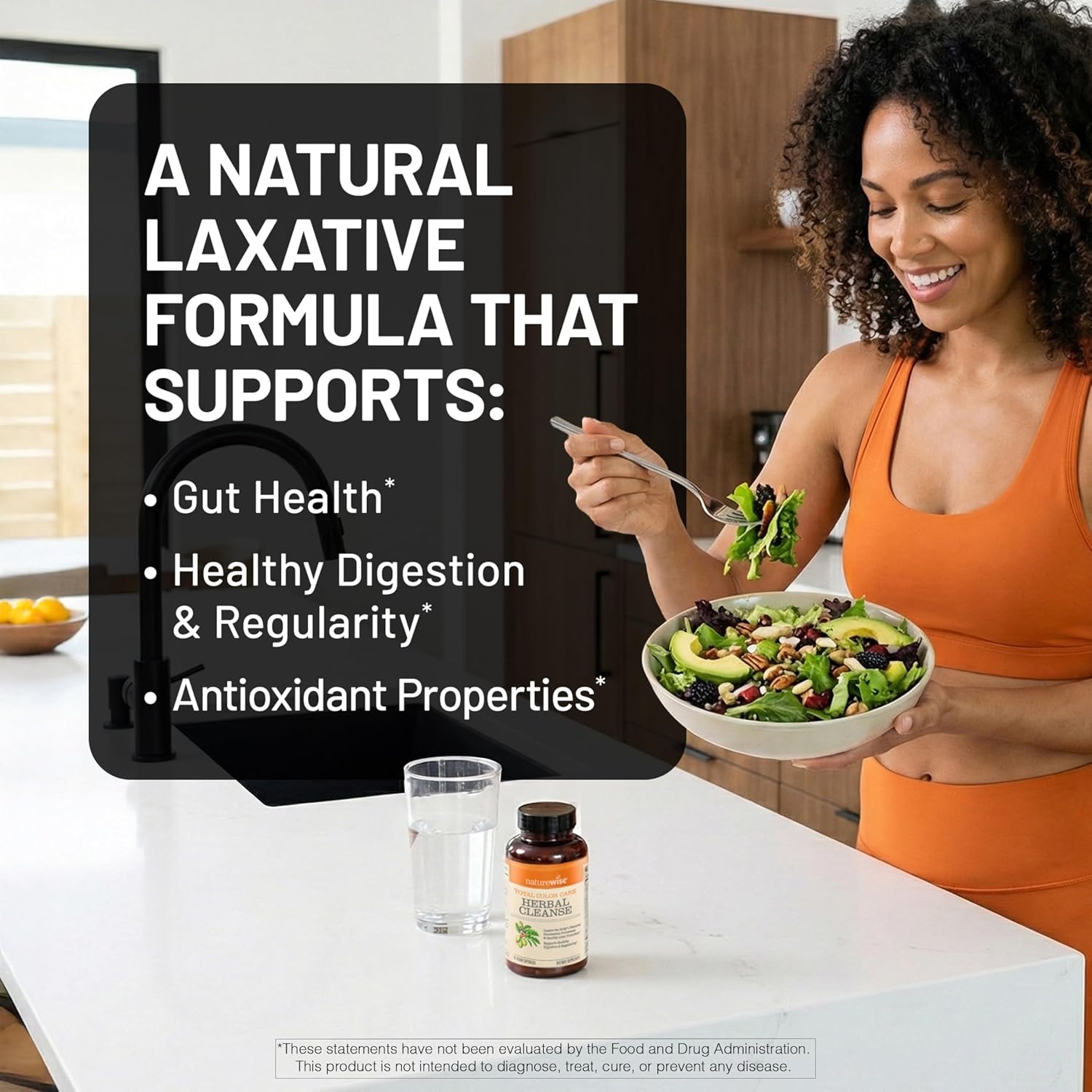 Naturewise Total Colon Care Herbal Cleanse - With Prebiotics, Botanicals, & Antioxidants - for Regular Bowel Movement, Digestion, Gut Health - Vegan