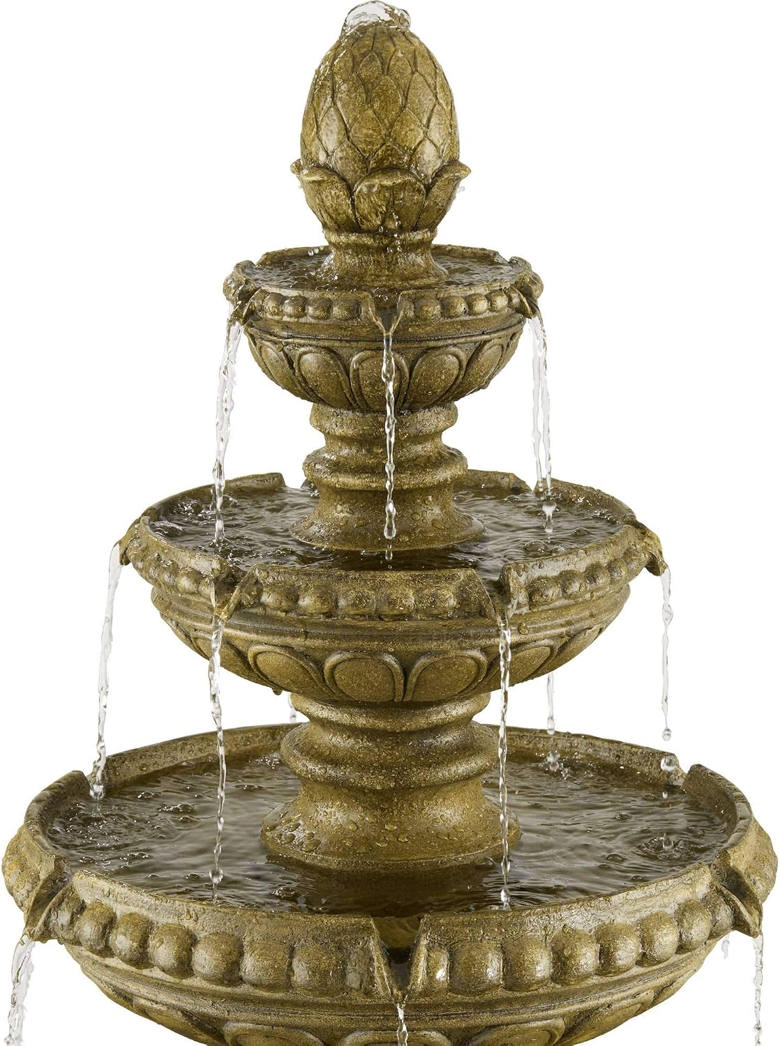 Sag Harbor 66" High Stone 4-Tier LED Outdoor Floor Large Fountain | Italian Decor Sand with Light Waterfall Standing Basin Water Feature for Outside
