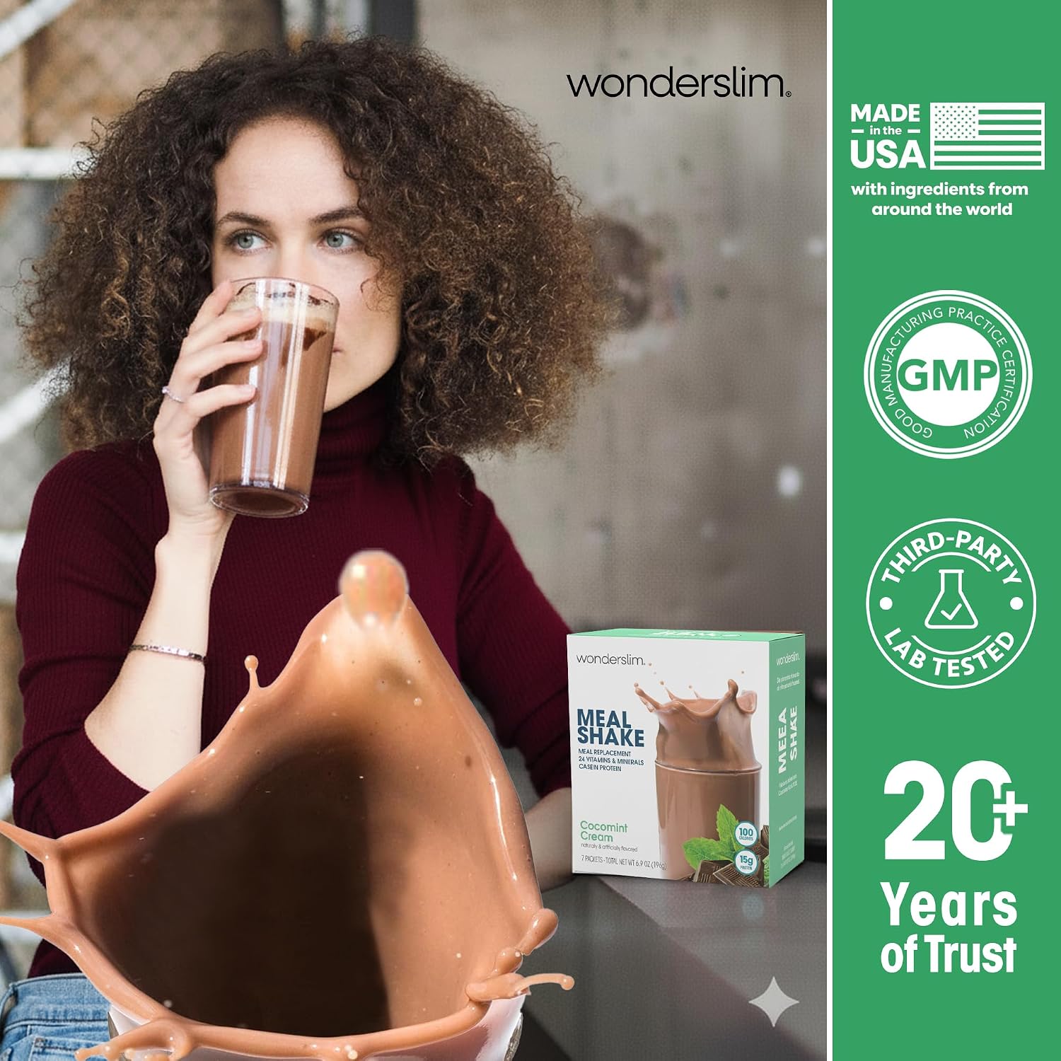 WonderSlim Protein Meal Replacement Shake – 15g Protein, 24 Vitamins & Minerals, Low Carb, Low Calorie, Gluten Free – Meal Replacement Drink for Weight Management, 7 Count Packets (Dark Cocoa Cream)