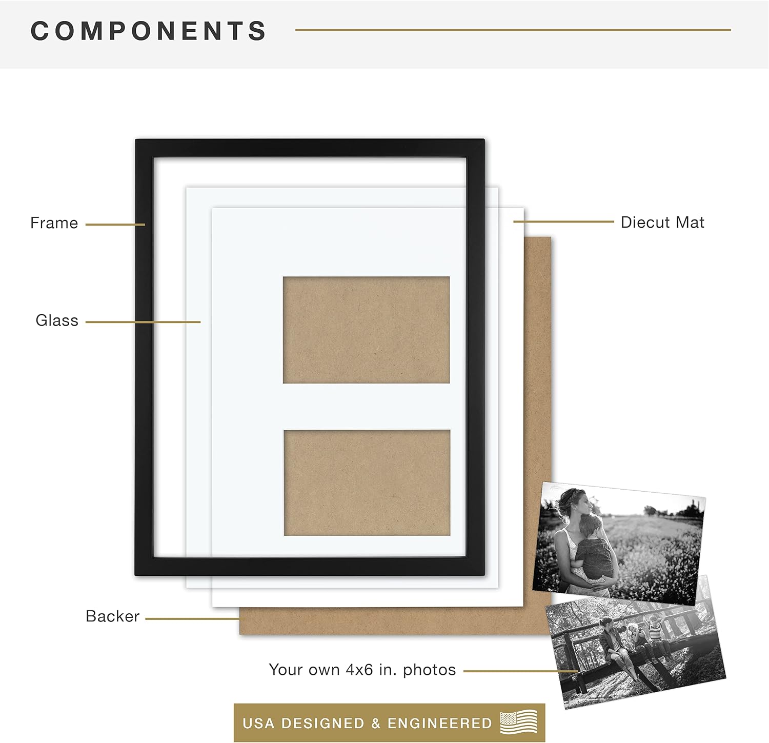 MCS East Village Picture Frame, 18x18 Matted to 12x12, Black, 2-Pack