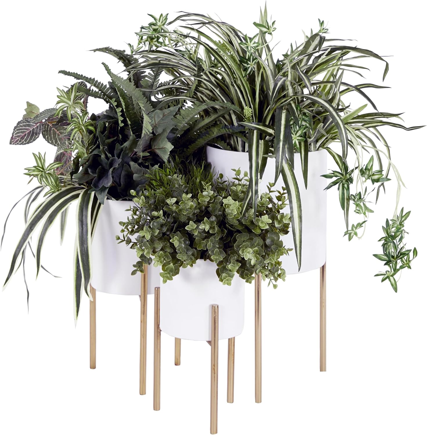 Deco 79 Metal Round Planter with Removable Stand, Set of 2 16", 13"H, Black