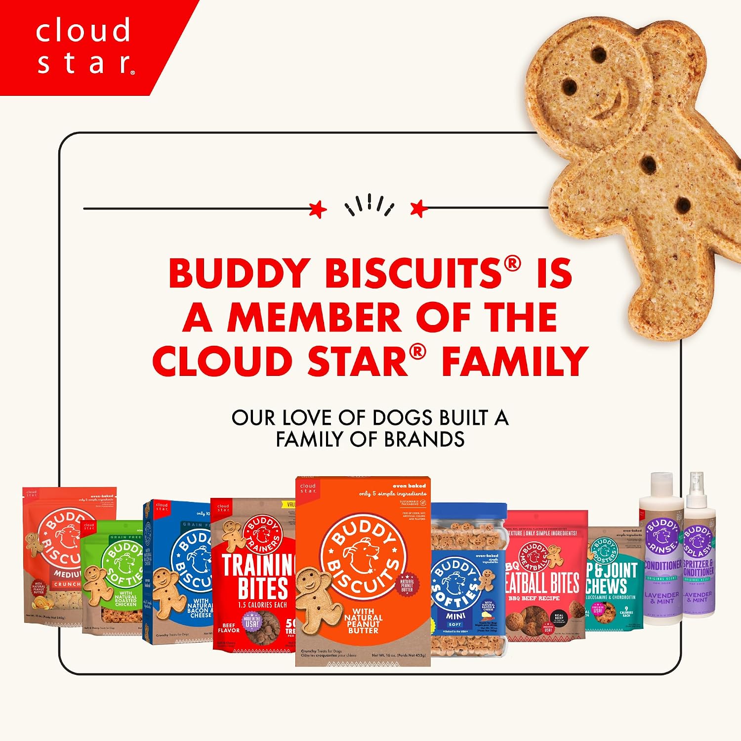 Buddy Biscuits Grain Free Dog Treats, Baked in USA, Large Size Treat with Natural Peanut Butter 14 oz.
