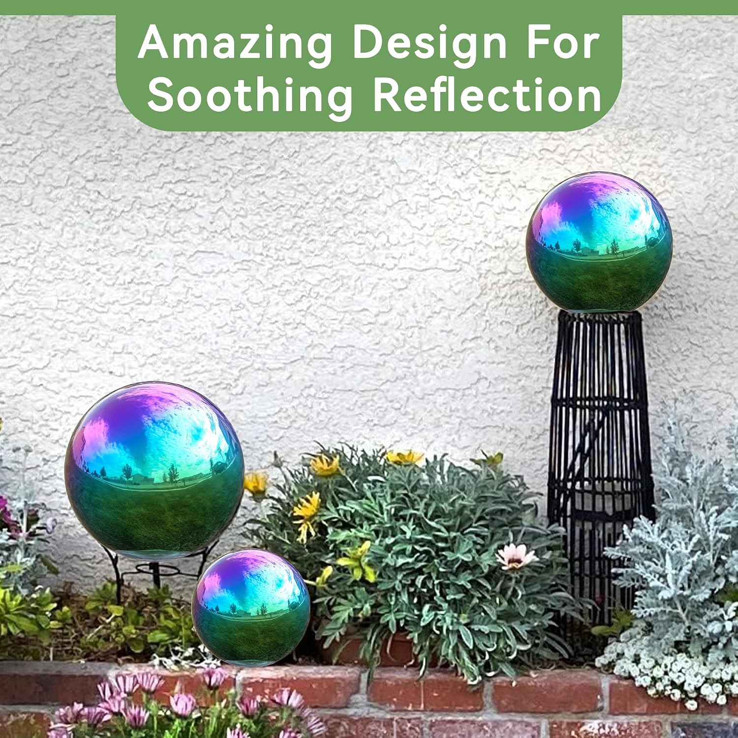 Lily's Home 12 Inch Stainless Steel Gazing Globe Mirror Ball, Colorful and Shiny Addition to Any Garden or Home, Ideal As a Housewarming Gift, Silver
