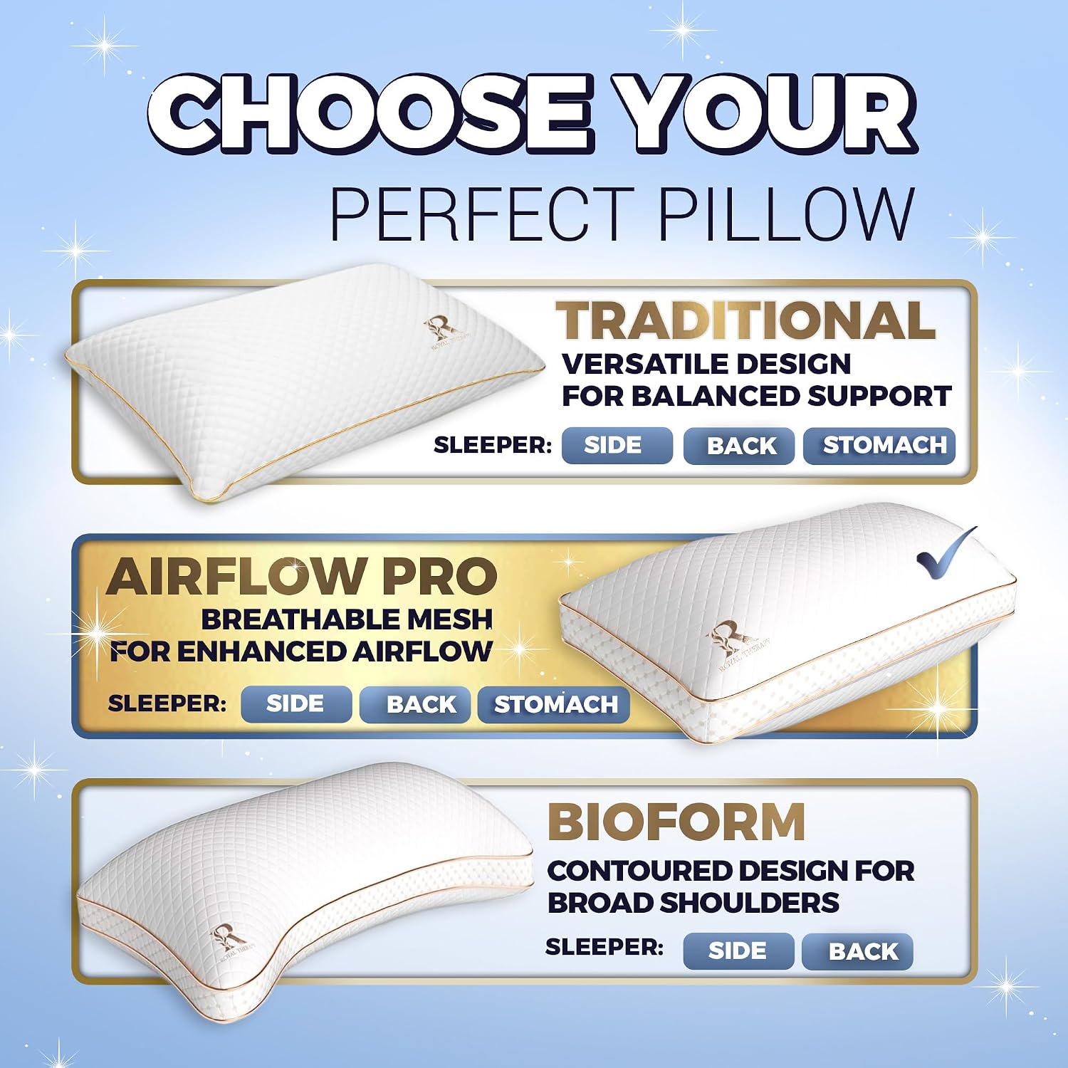 Royal Therapy Queen Size Set of 2-Shredded Memory Foam Pillow–Adjustable Memory Foam Pillow for Sleeping, Firm Pillow for Neck & Shoulder Support