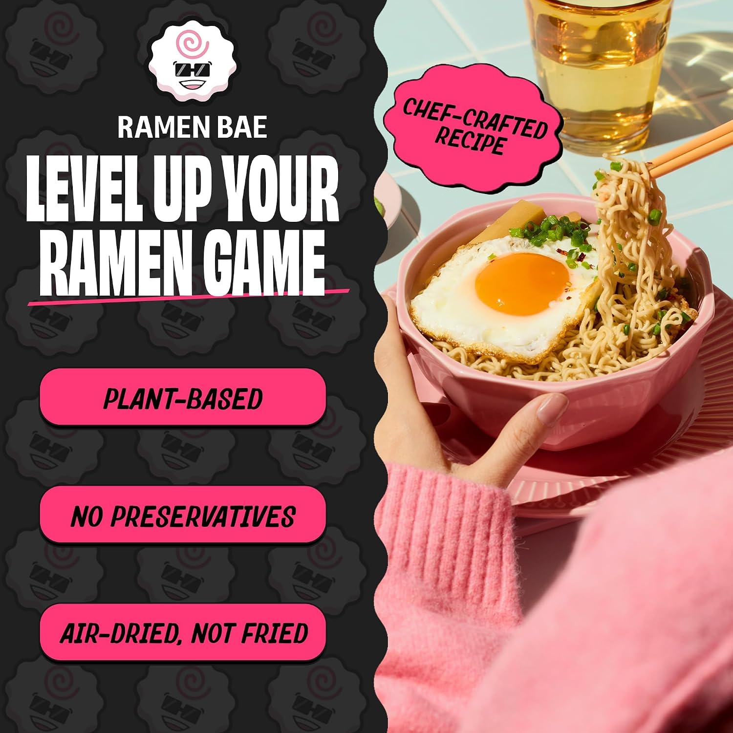 Ramen Bae Original Stir Fry Protein Noodles - 28g Protein, Garlic Soy | Air Dried Not Fried, Plant Based, Vegan Protein Noodles - Lower Carb & Fat - Savory & Bold with Hint of Spice (Pack of 6)